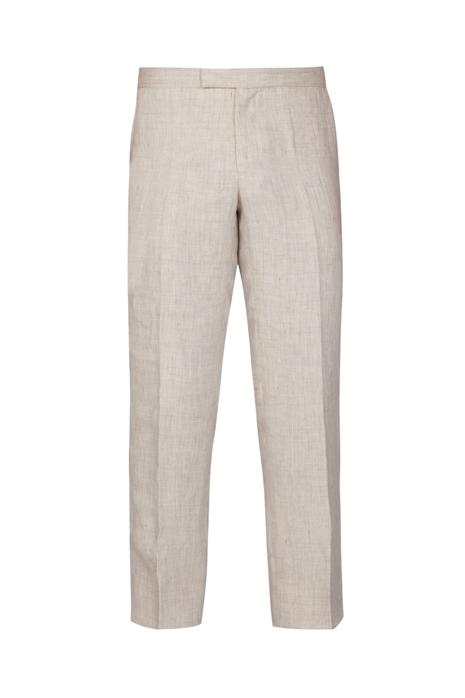 Belted structured linen trousers with darts - Beige