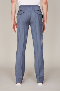 Pantalon de taille taille basse en laine - Pale Blue Onyx