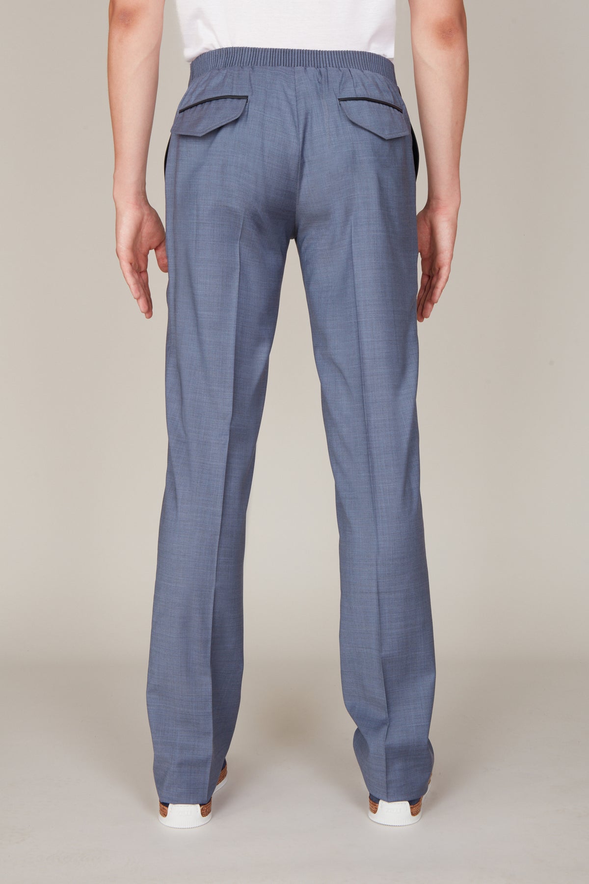 Pantalon de taille taille basse en laine - Pale Blue Onyx