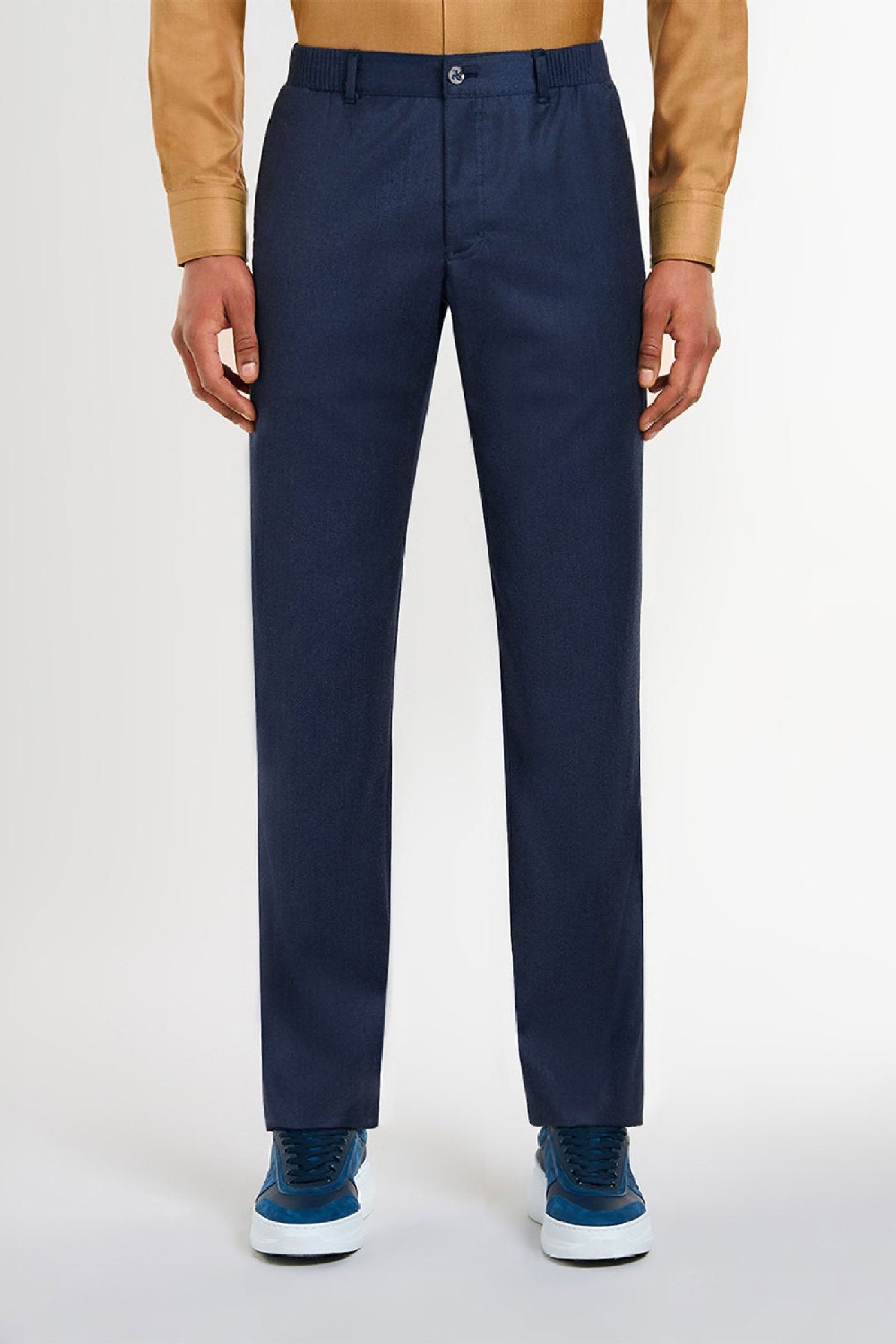 Pantalon chiné en laine - Bleu