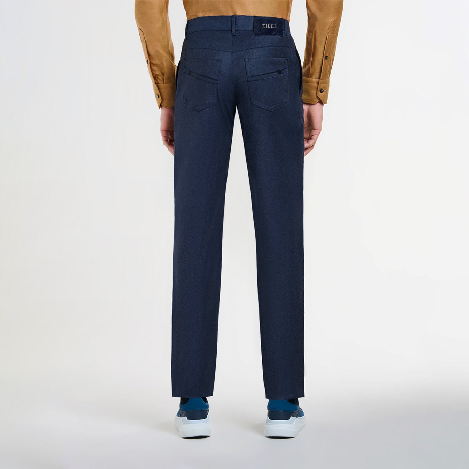 Pantalon chiné en laine - Bleu