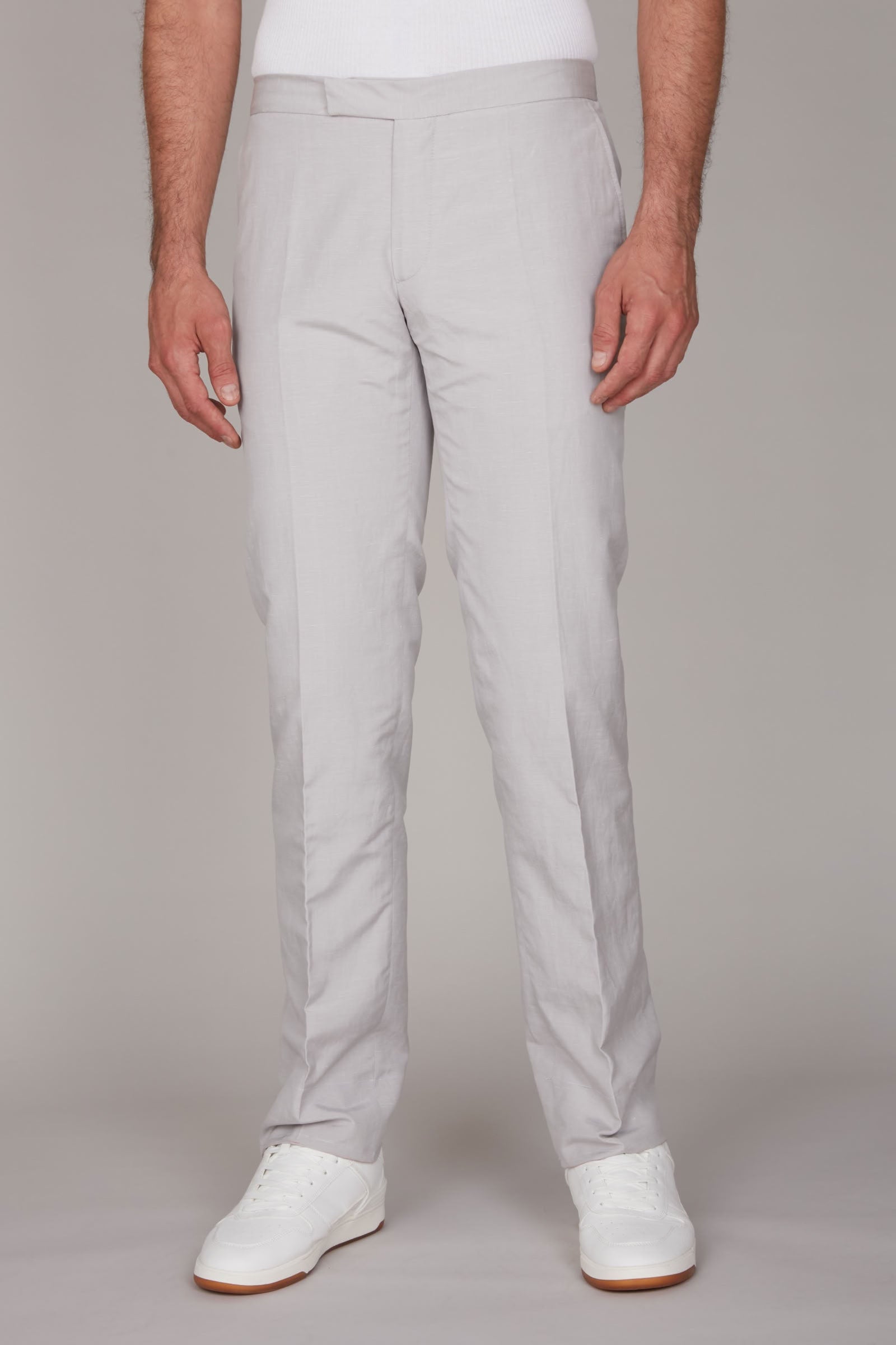 Pantalon droit en soie - Gris