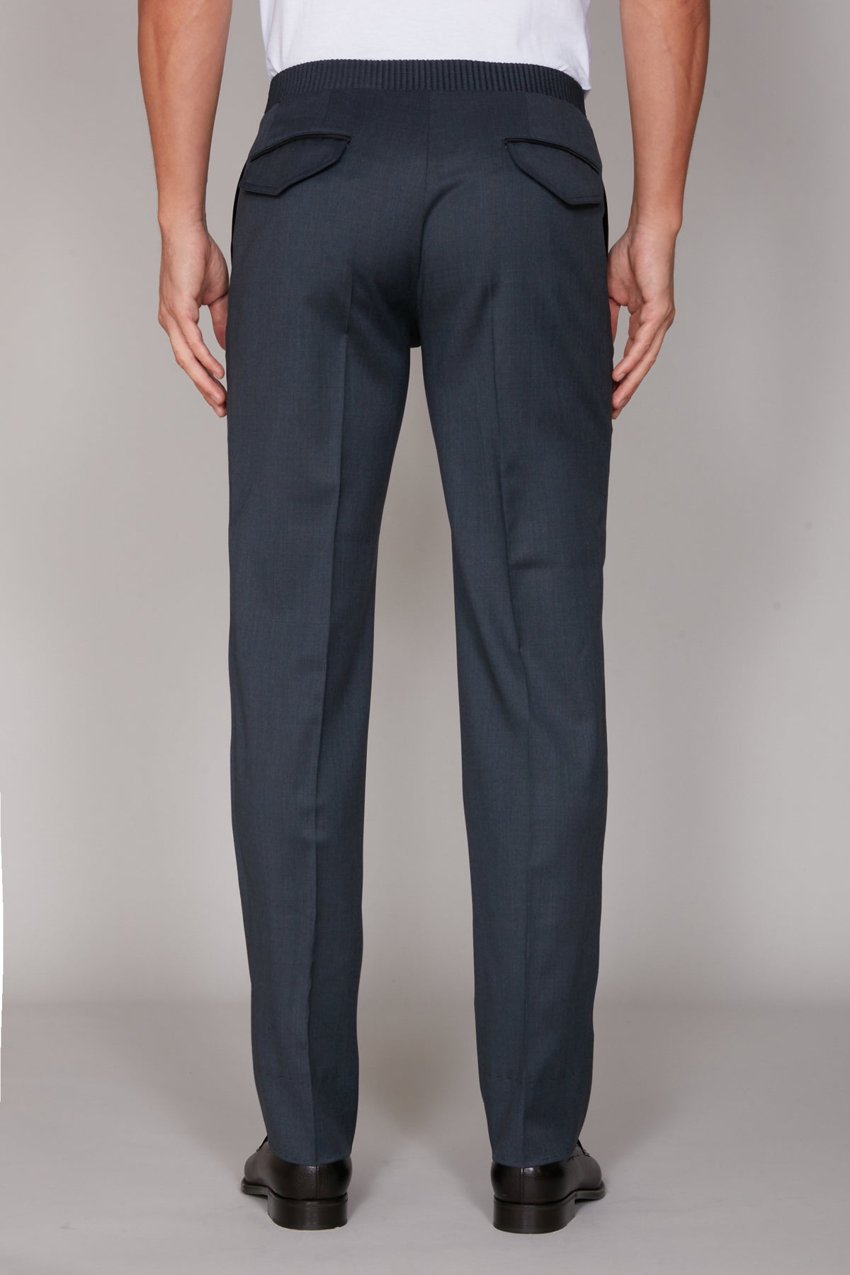 Pantalon à taille élastiquée en laine - Dark Navy