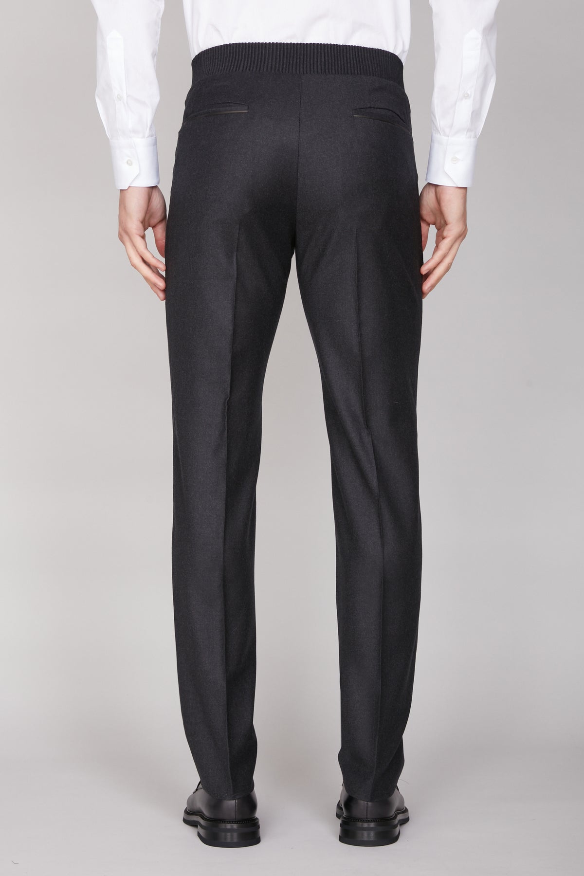 Pantalon à taille élastiquée en laine - Dark Charcoal
