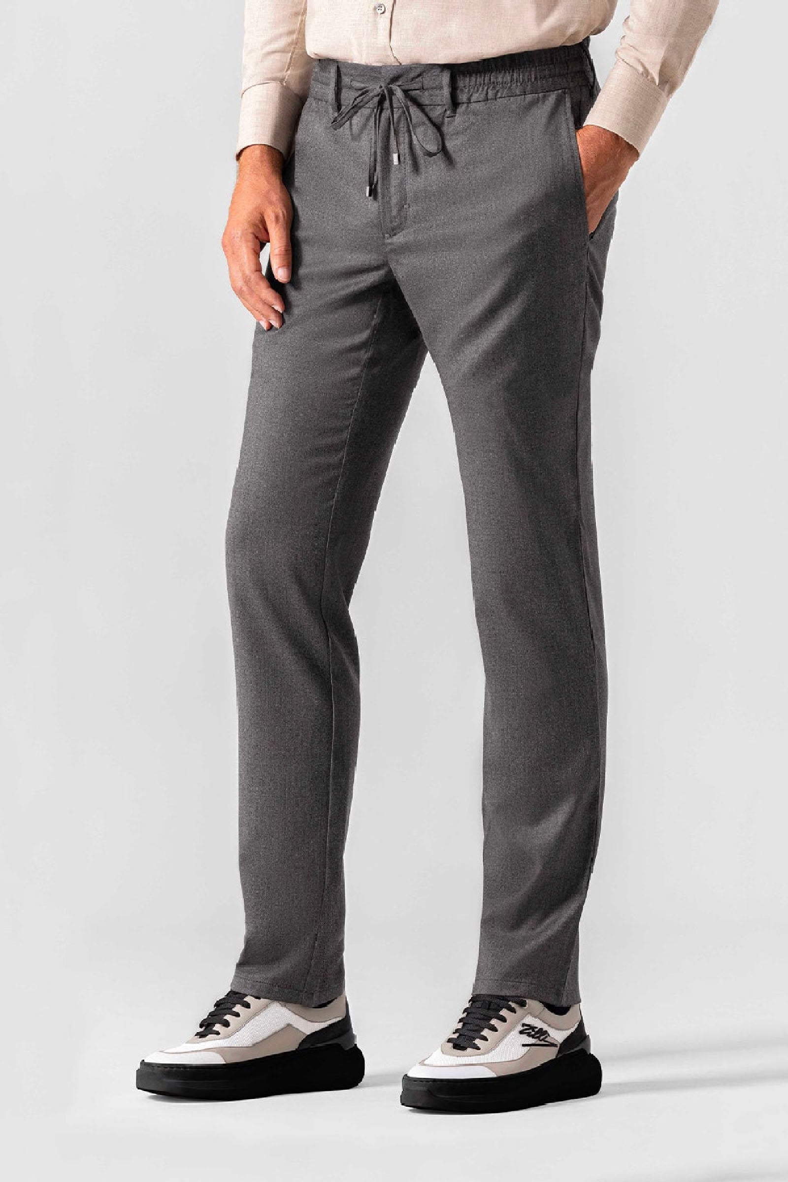 Pantalon chiné en laine - Taupe