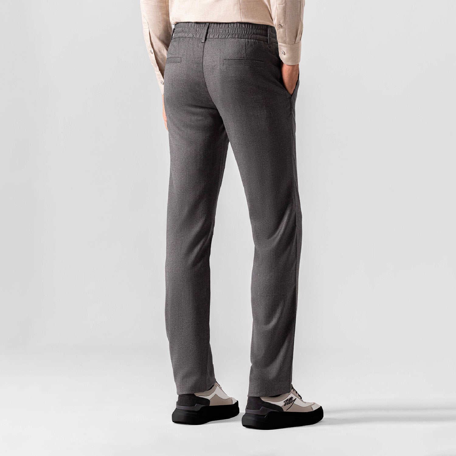 Pantalon chiné en laine - Taupe