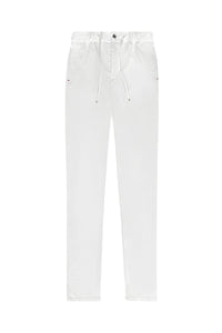 Pantalon décontracté taille élastiquée à cordon - Blanc