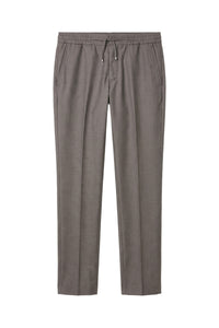 Pantalon droit à cordon de serrage en laine - Taupe