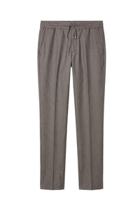 Straight-leg wool trousers with drawstring - Taupe