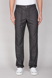 Pantalon droit chiné en laine - Gris