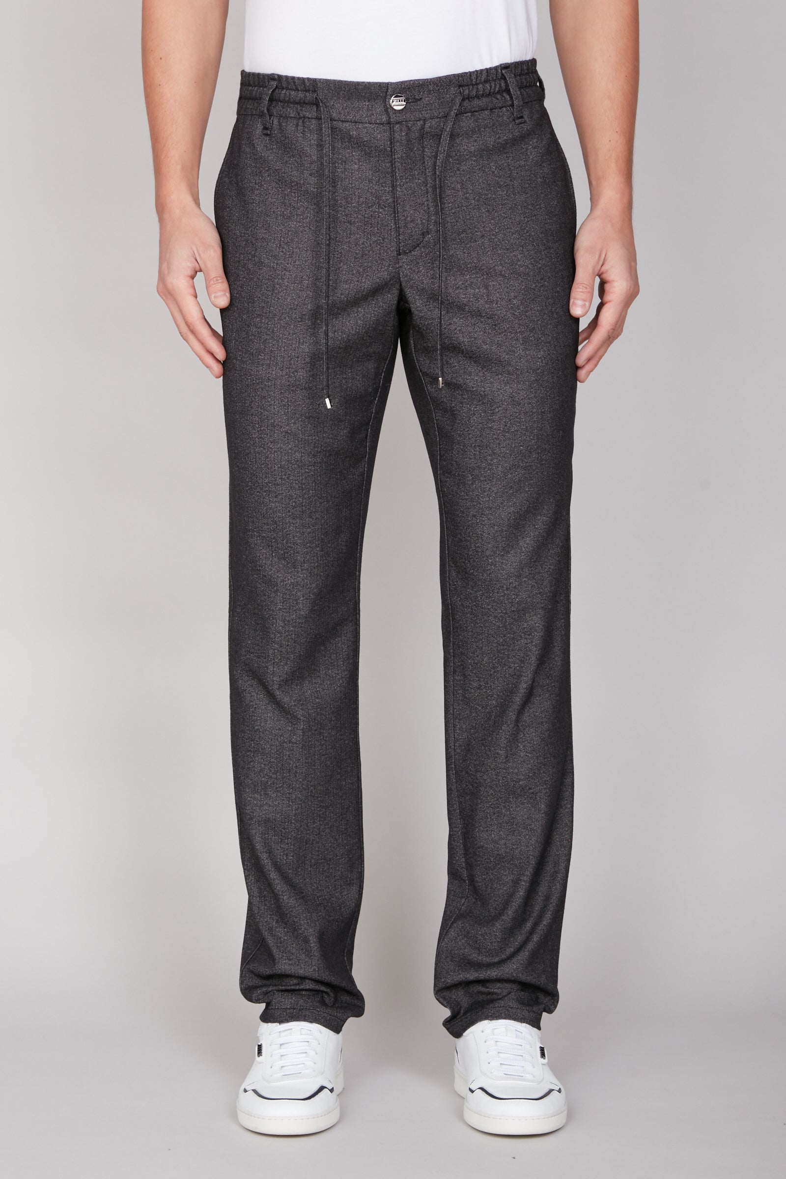 Pantalon droit chiné en laine - Gris