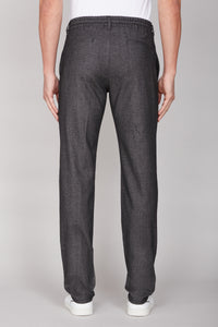 Pantalon droit chiné en laine - Gris