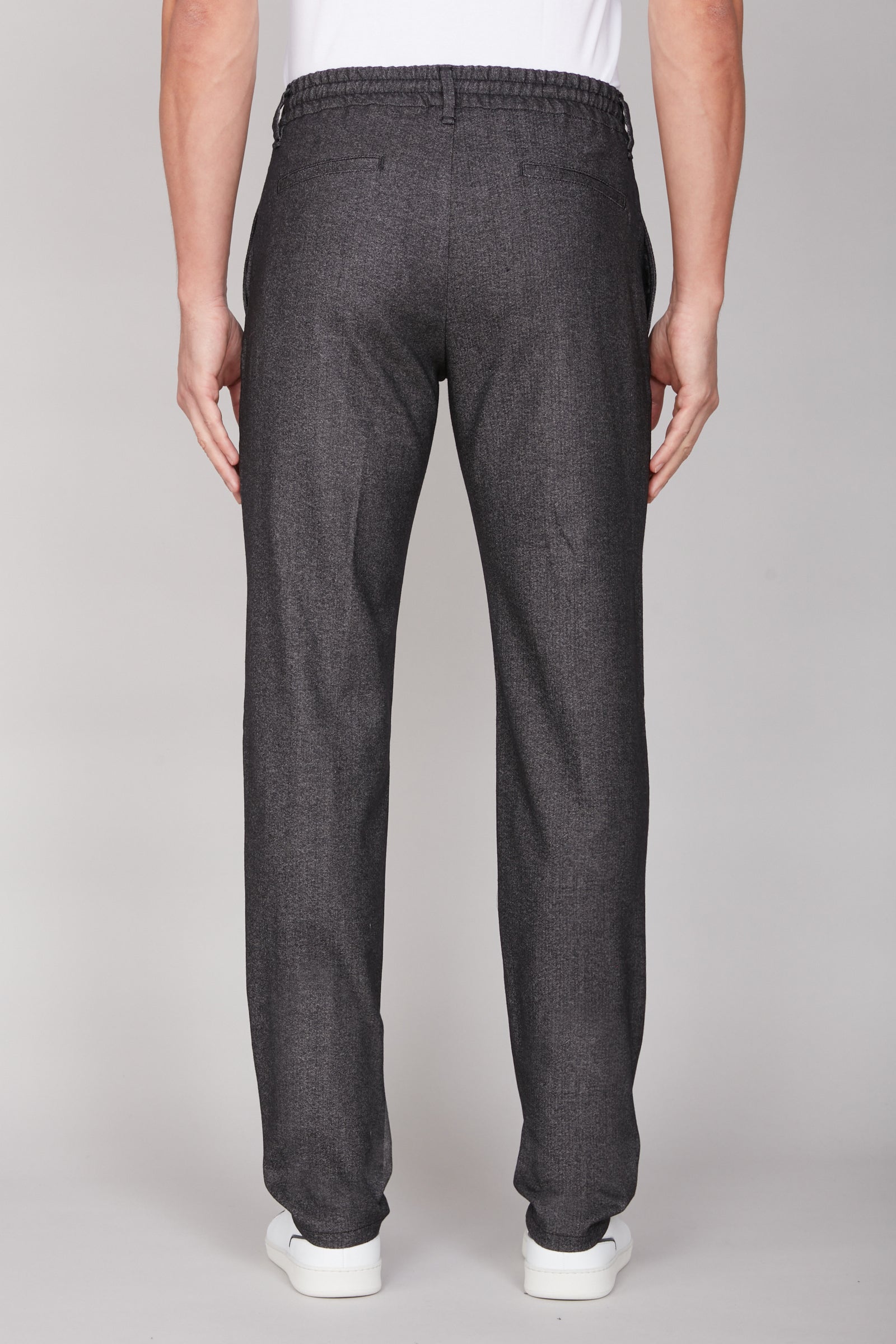 Pantalon droit chiné en laine - Gris