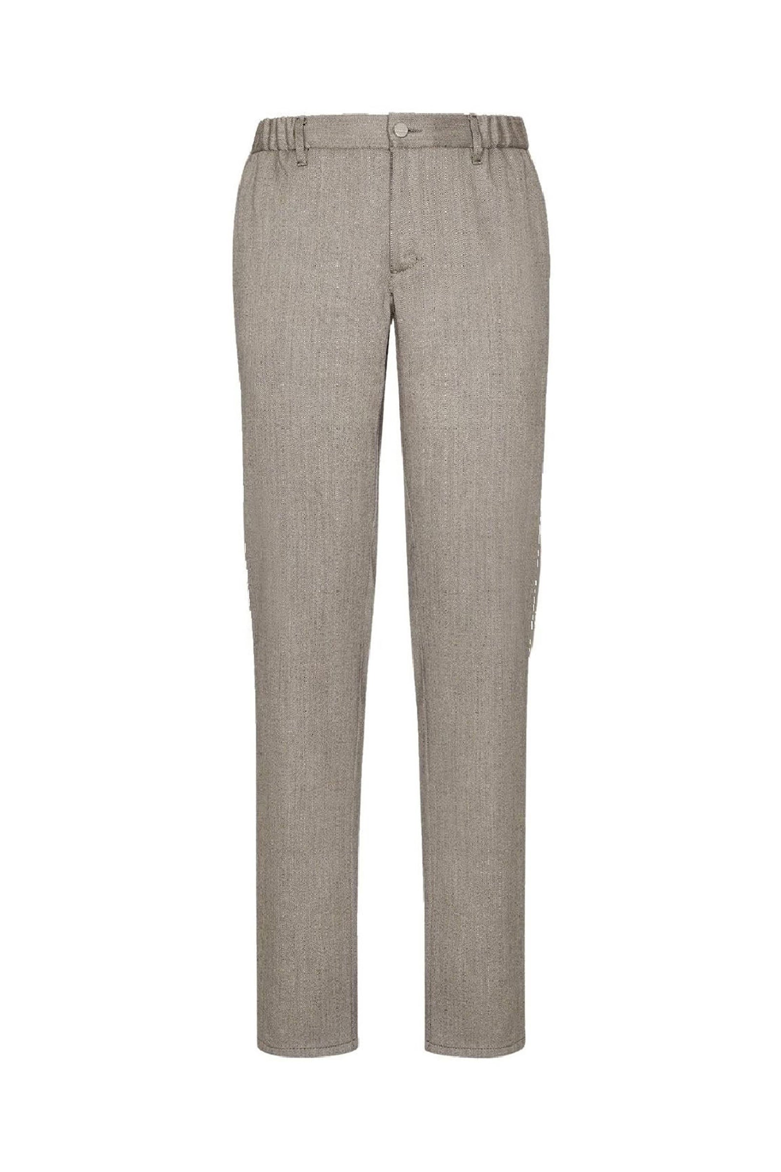 Pantalon à chevrons chiné en laine - Beige