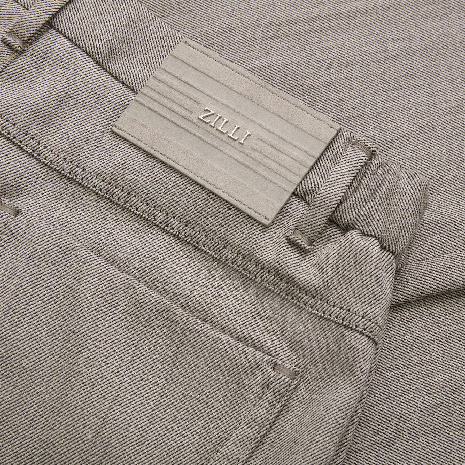 Pantalon à chevrons chiné en laine - Beige
