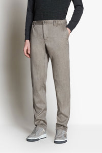 Pantalon à chevrons chiné en laine - Beige