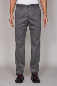 Pantalon droit tissé en laine - Gris