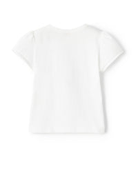 T-Shirt Con Fiori E Maniche A Sbuffo