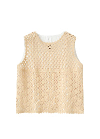 Top Crochet E Lino Bianco