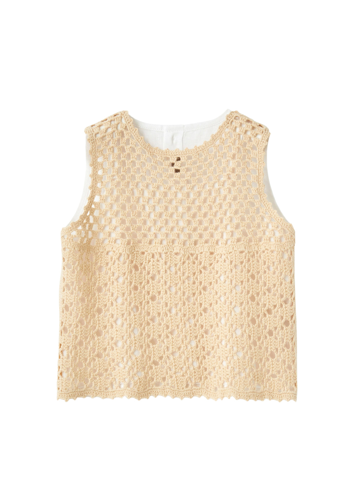 Top Crochet E Lino Bianco