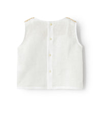 Top Crochet E Lino Bianco