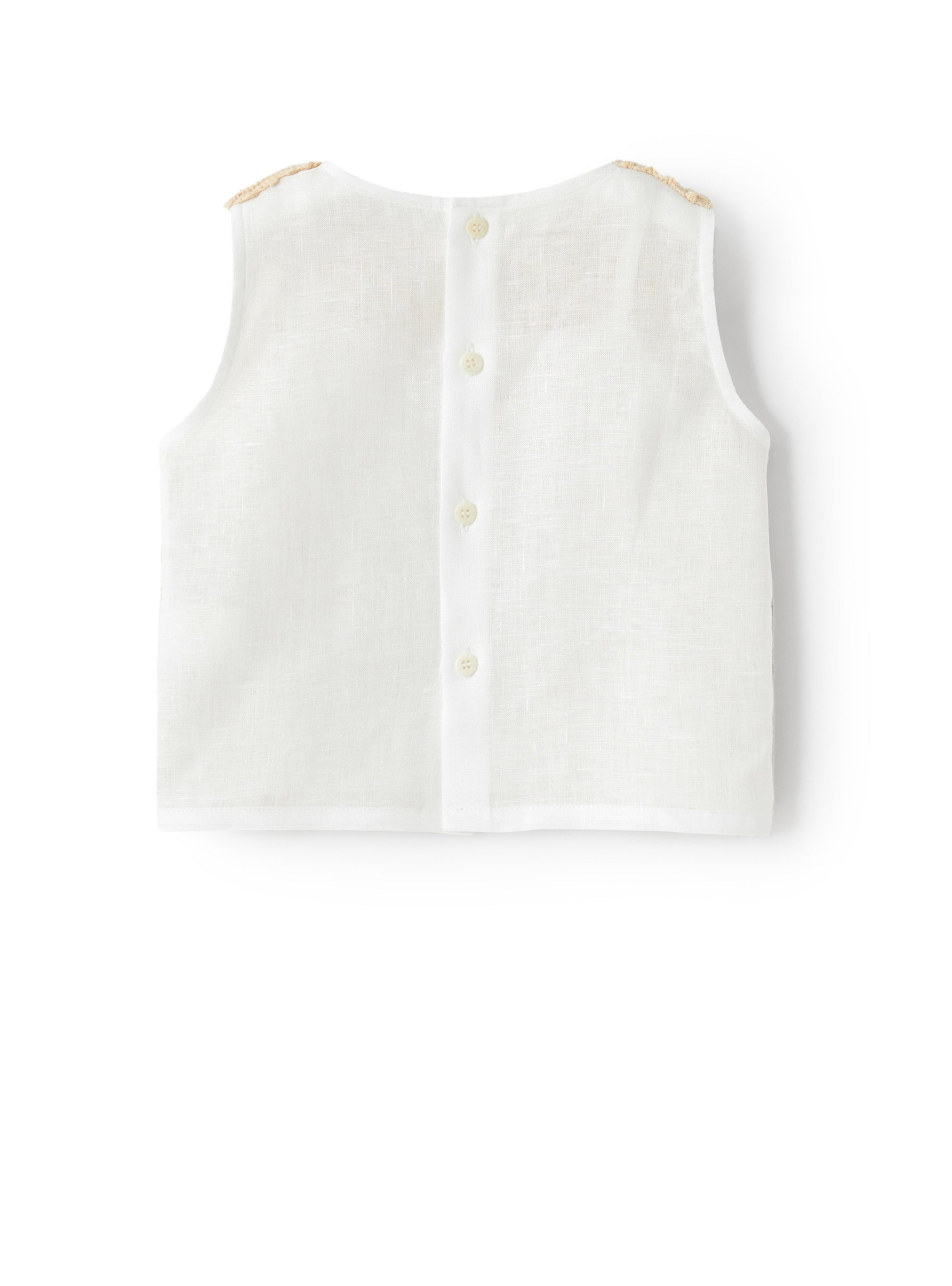 Top Crochet E Lino Bianco