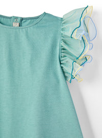 Abito In Jersey Con Manica In Tulle