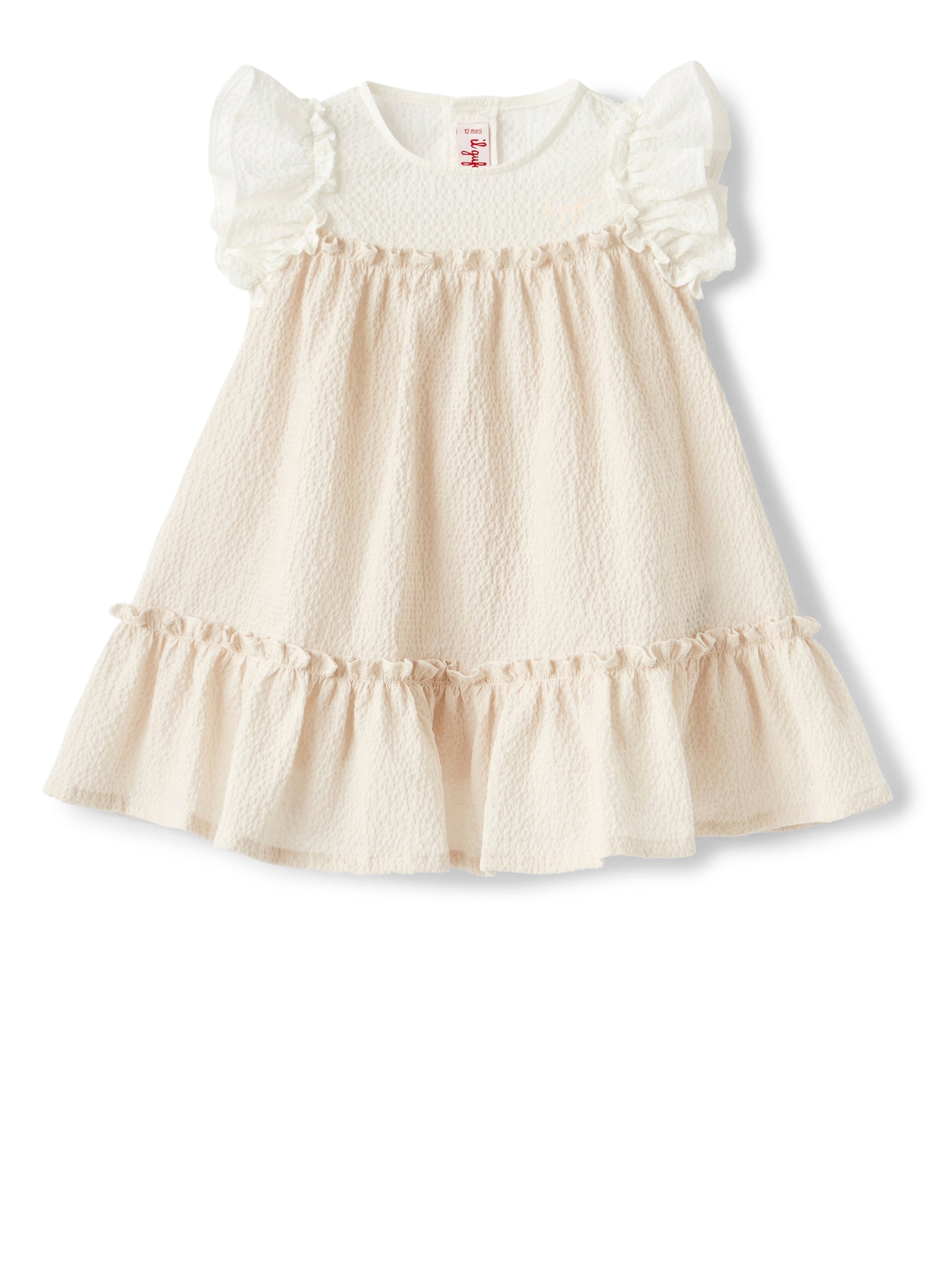 Abito In Cotone Goffrato Con Balze