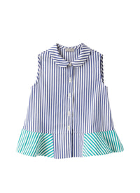 Camicia Smanicata A Righe Bicolore