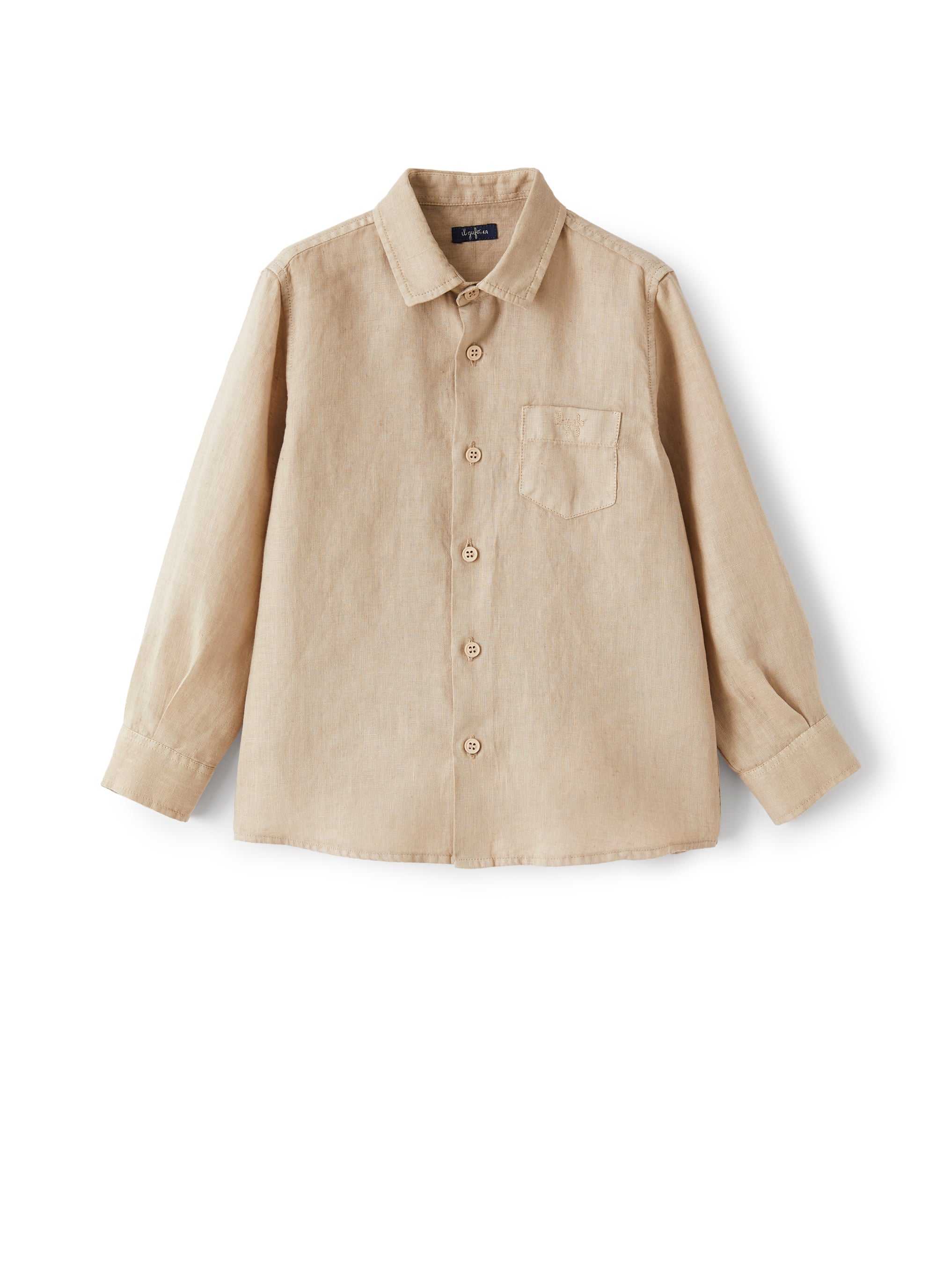 Camicia Regular Fit In Lino Beige