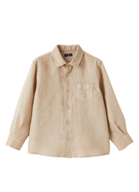 Camicia Regular Fit In Lino Beige