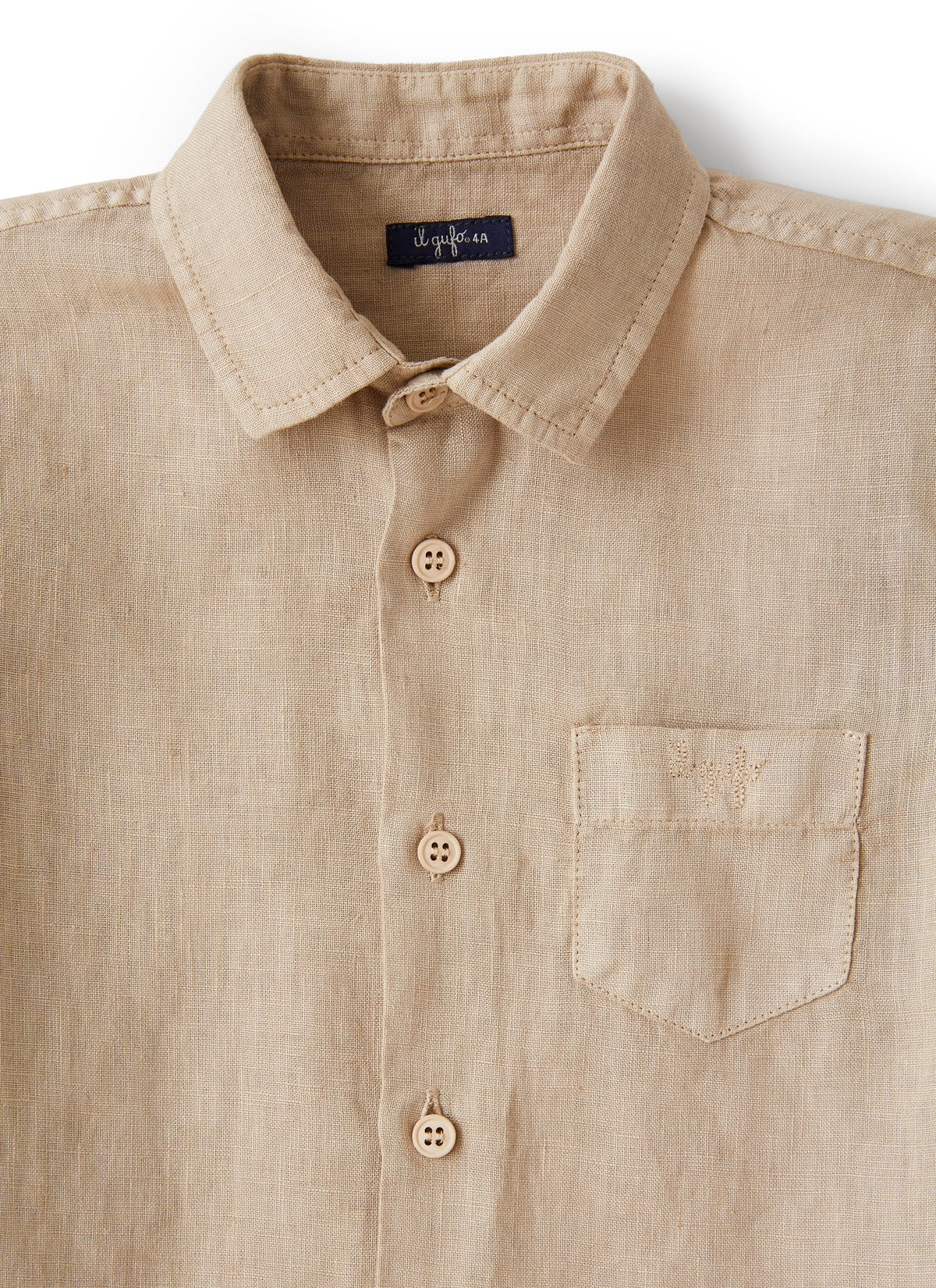 Camicia Regular Fit In Lino Beige