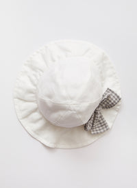 Cappello In Lino Con Fiocco Vichy