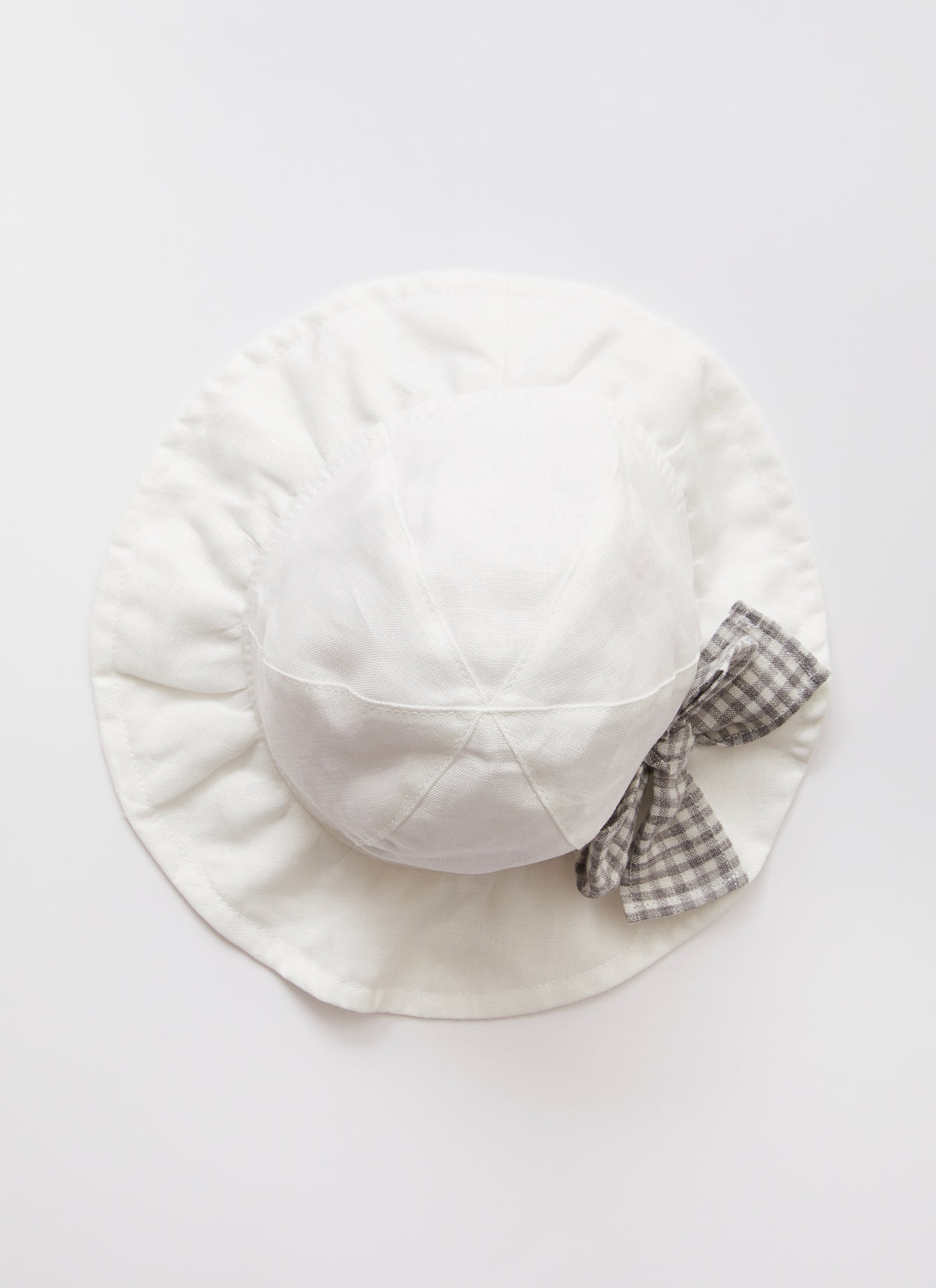 Cappello In Lino Con Fiocco Vichy