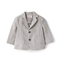 Blazer In Lino A Quadretti Grigio
