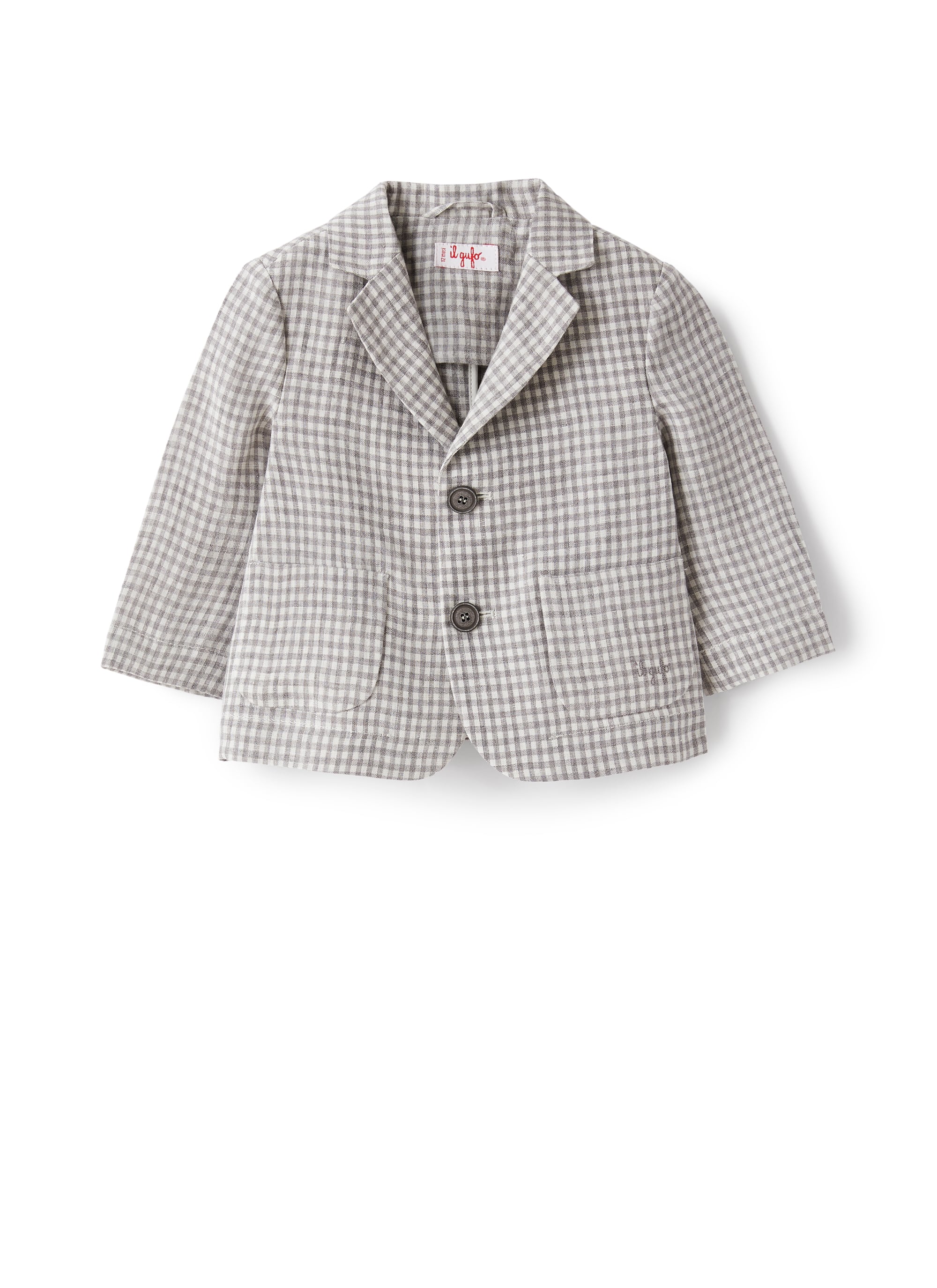Blazer In Lino A Quadretti Grigio
