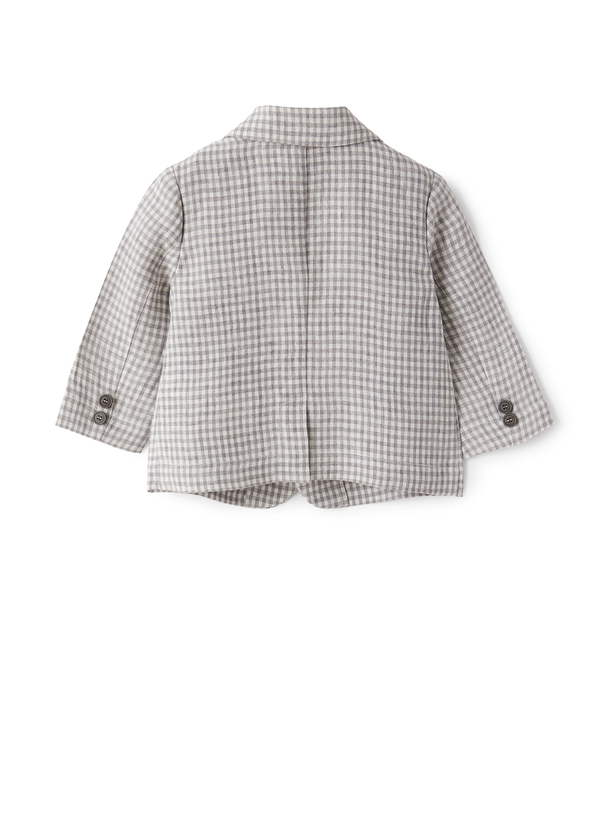 Blazer In Lino A Quadretti Grigio
