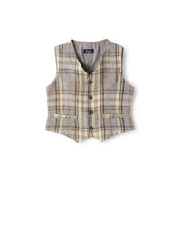 Gilet In Lino Stampa Madras