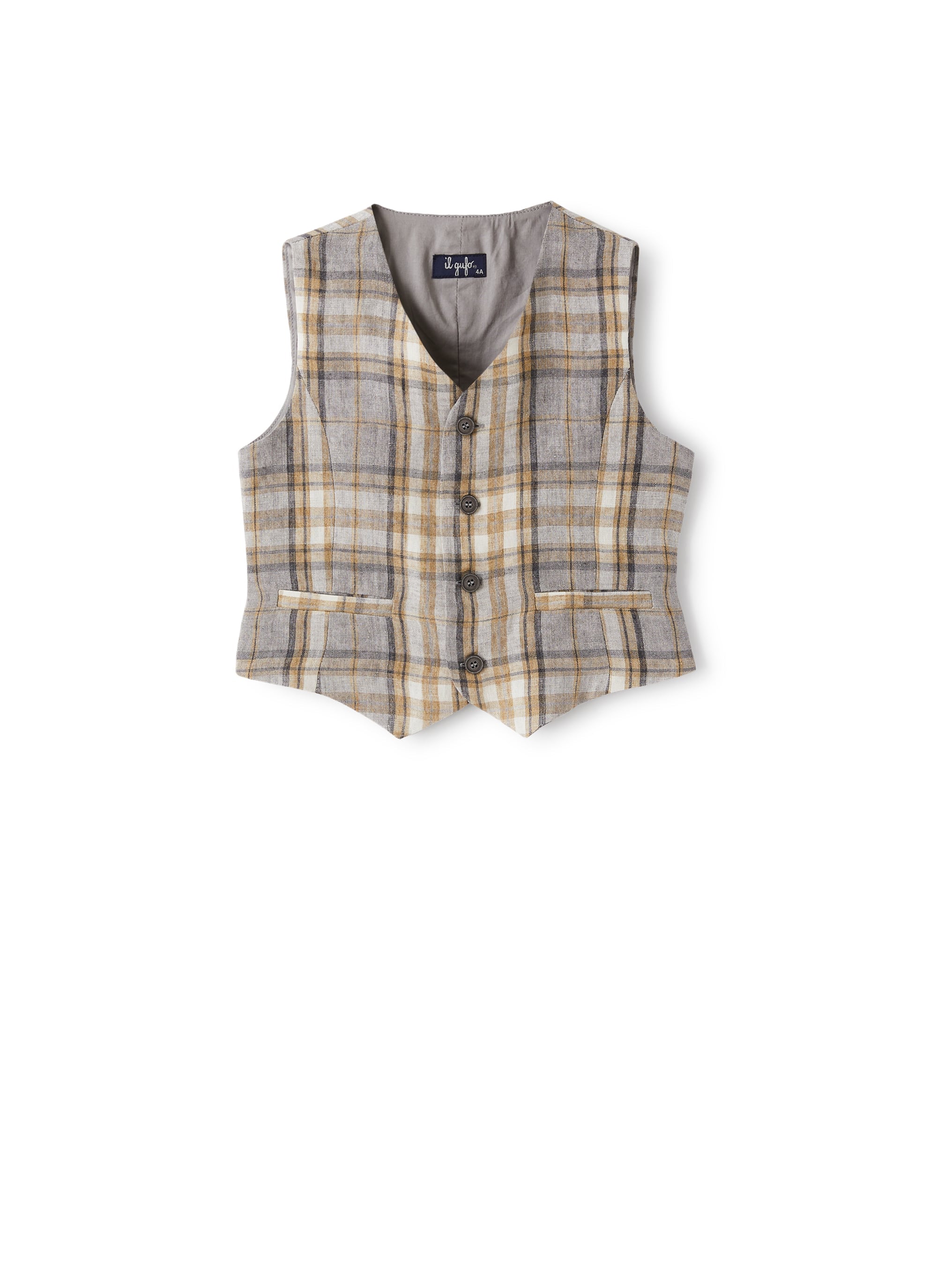 Gilet In Lino Stampa Madras