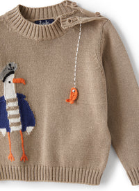 Maglione Gircollo Con Ricamo Gabbiano