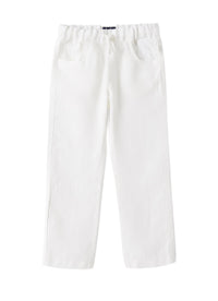 pl195l6009_010 // DOUBLON PAS FUSION /// Pantalone In Lino Con Coulisse Bianco