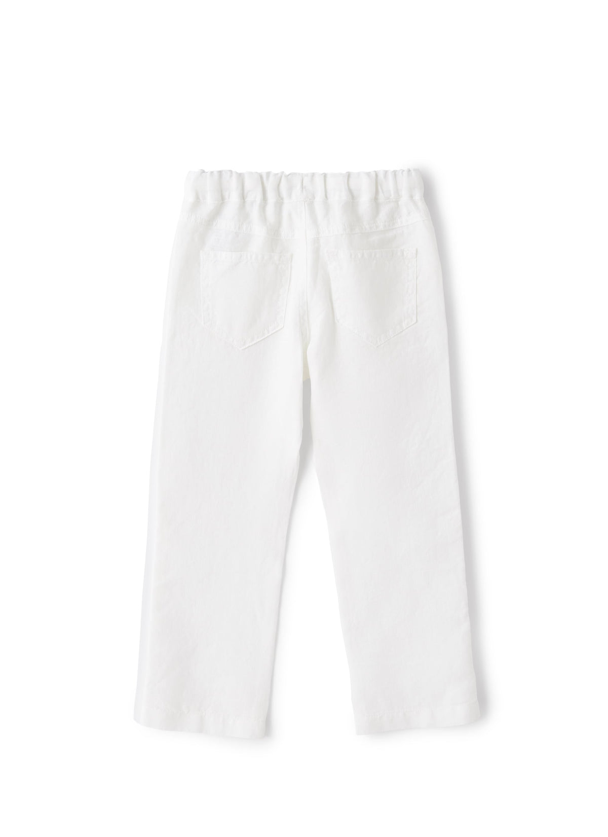 pl195l6009_010 // DOUBLON PAS FUSION /// Pantalone In Lino Con Coulisse Bianco
