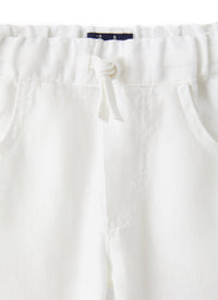 pl195l6009_010 // DOUBLON PAS FUSION /// Pantalone In Lino Con Coulisse Bianco