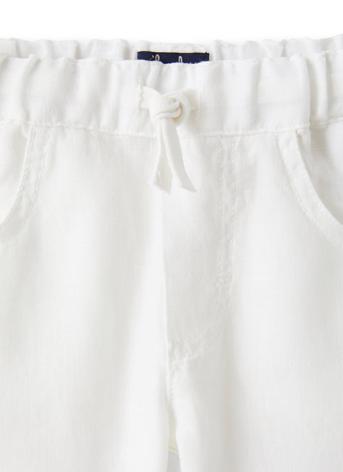pl195l6009_010 // DOUBLON PAS FUSION /// Pantalone In Lino Con Coulisse Bianco