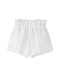 Short In Lino Tinto Capo Di Colore Bianco