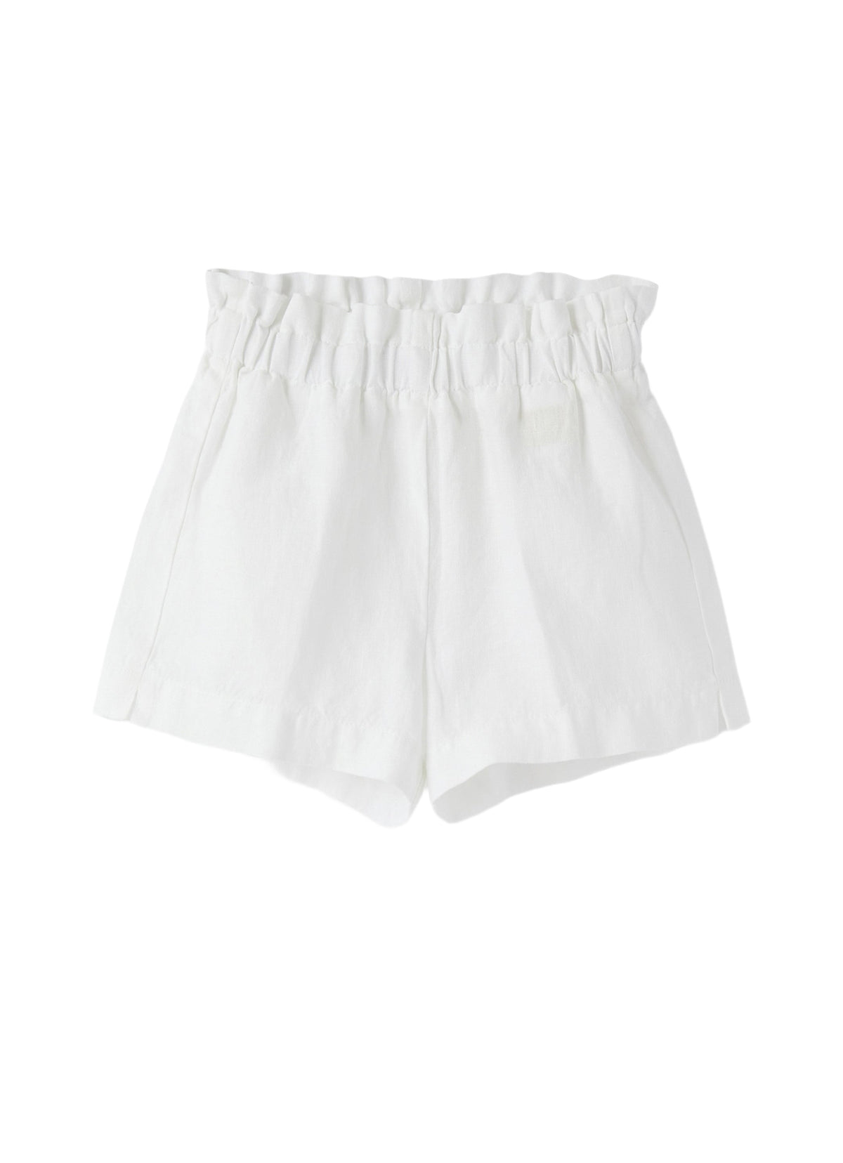 Short In Lino Tinto Capo Di Colore Bianco