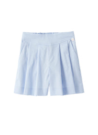 Short In Raso Di Cotone Color Azzurro