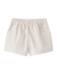Short In Cotone Seersucker A Righe Beige