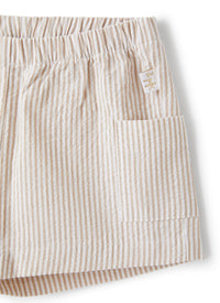 Short In Cotone Seersucker A Righe Beige