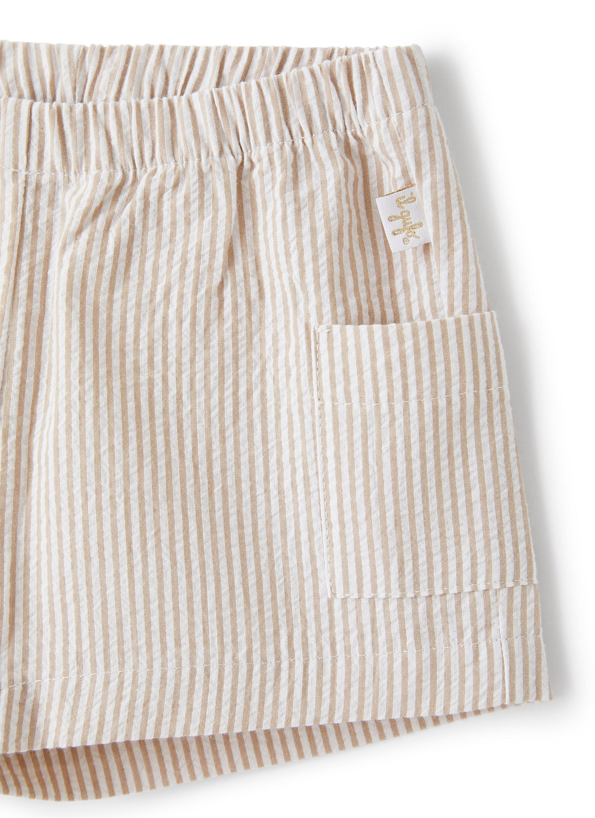 Short In Cotone Seersucker A Righe Beige